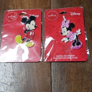 Pair of Mickey and Minnie Mouse Ornaments